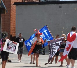 Anti-Trudeau protesters in Belleville, Ontario
