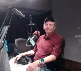 Nick on air with CFRA.  Photo courtesy of Danno Saunt.