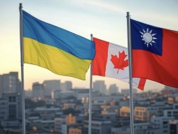 Canadian, Ukranian, and Taiwanese. national flags