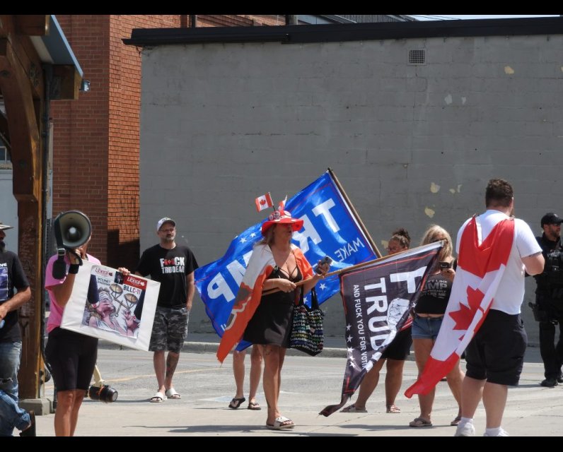 Anti-Trudeau protesters in Belleville, Ontario